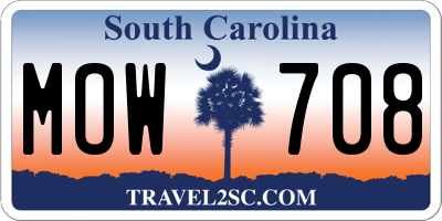 SC license plate MOW708