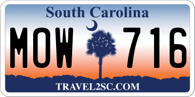 SC license plate MOW716