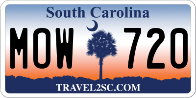 SC license plate MOW720