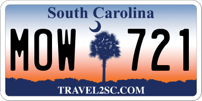 SC license plate MOW721