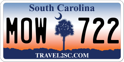 SC license plate MOW722