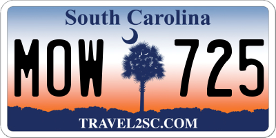 SC license plate MOW725