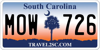 SC license plate MOW726