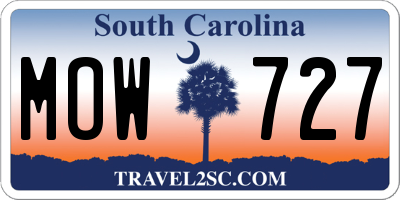 SC license plate MOW727