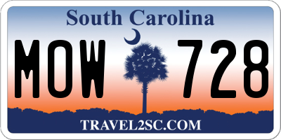 SC license plate MOW728