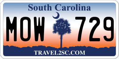 SC license plate MOW729