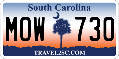 SC license plate MOW730
