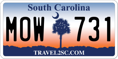 SC license plate MOW731