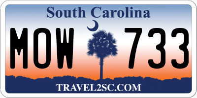 SC license plate MOW733