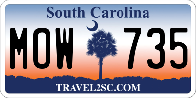 SC license plate MOW735