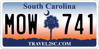 SC license plate MOW741