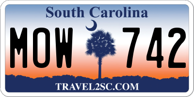 SC license plate MOW742