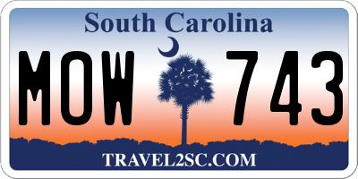 SC license plate MOW743