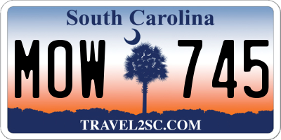SC license plate MOW745