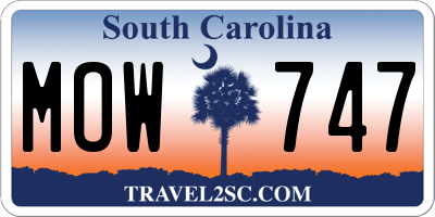 SC license plate MOW747