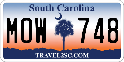 SC license plate MOW748