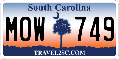 SC license plate MOW749