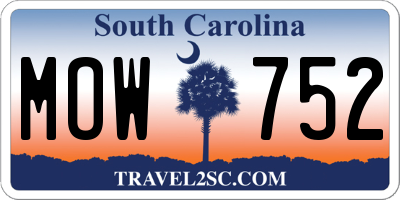 SC license plate MOW752