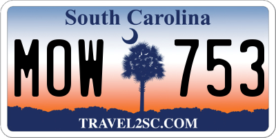 SC license plate MOW753