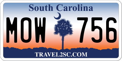 SC license plate MOW756