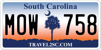 SC license plate MOW758