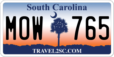 SC license plate MOW765