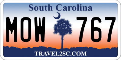SC license plate MOW767