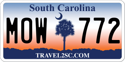 SC license plate MOW772