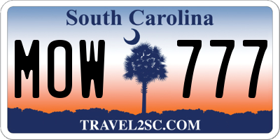 SC license plate MOW777