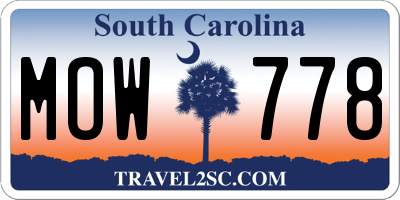 SC license plate MOW778