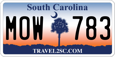 SC license plate MOW783