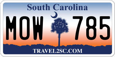 SC license plate MOW785