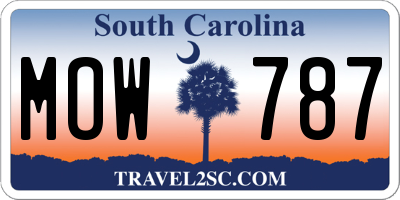 SC license plate MOW787