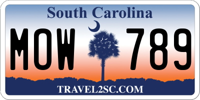 SC license plate MOW789