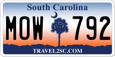 SC license plate MOW792