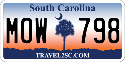 SC license plate MOW798