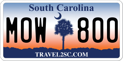 SC license plate MOW800