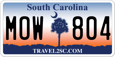 SC license plate MOW804