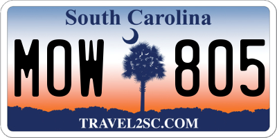 SC license plate MOW805