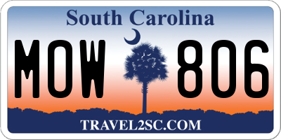 SC license plate MOW806