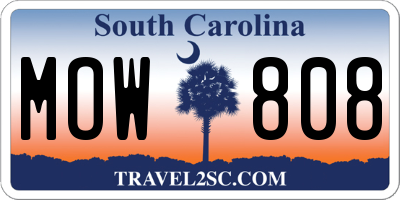 SC license plate MOW808