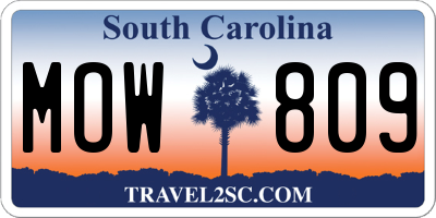 SC license plate MOW809