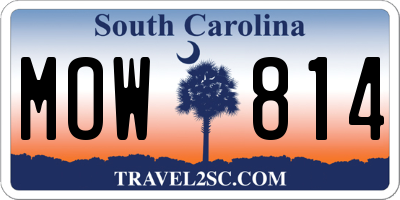 SC license plate MOW814