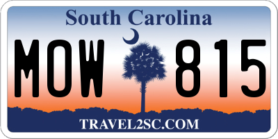 SC license plate MOW815