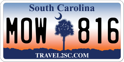 SC license plate MOW816