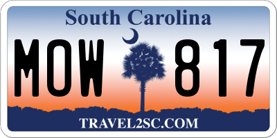 SC license plate MOW817