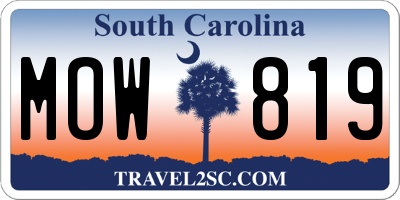 SC license plate MOW819
