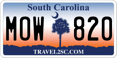 SC license plate MOW820