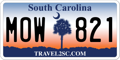 SC license plate MOW821