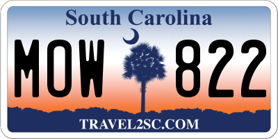 SC license plate MOW822